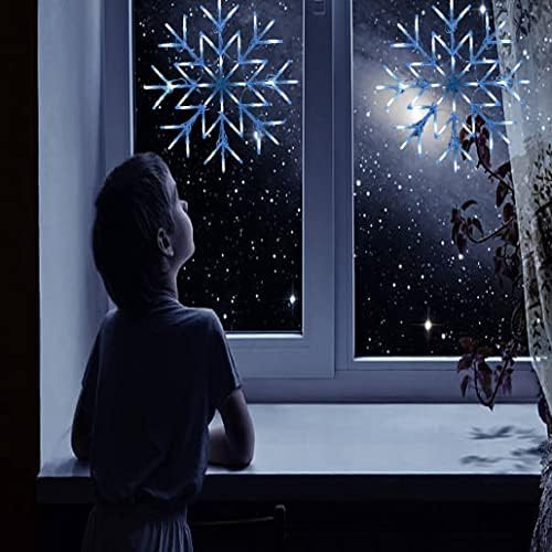MND Dealings ® New Cool White Christmas 50 LED Snowflake Window Light  Festive 35cm Battery Operated Indoor Home Window Door Wall ,Steady or Flashing Modes New Year Light Up Party (Cool White)