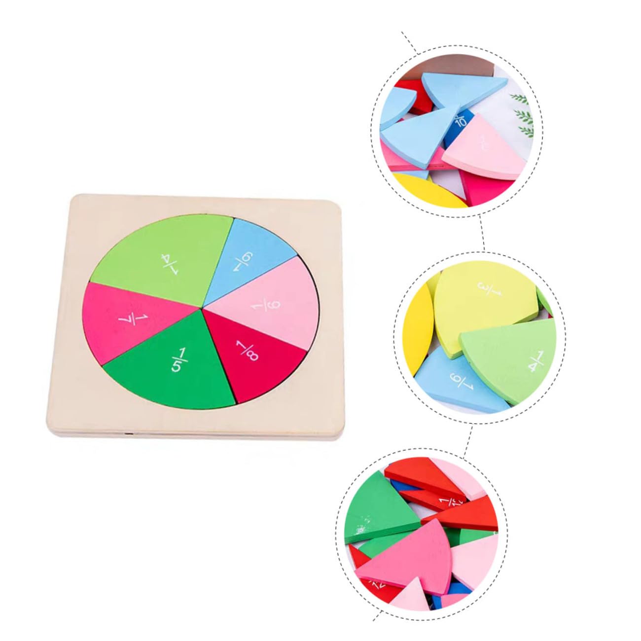 Tablero y Cognición del Color de Fracciones de Madera de Aprendizaje Juego Educativo Divertido Forma de Pastel para Niños Adecuado para Educación Temprana