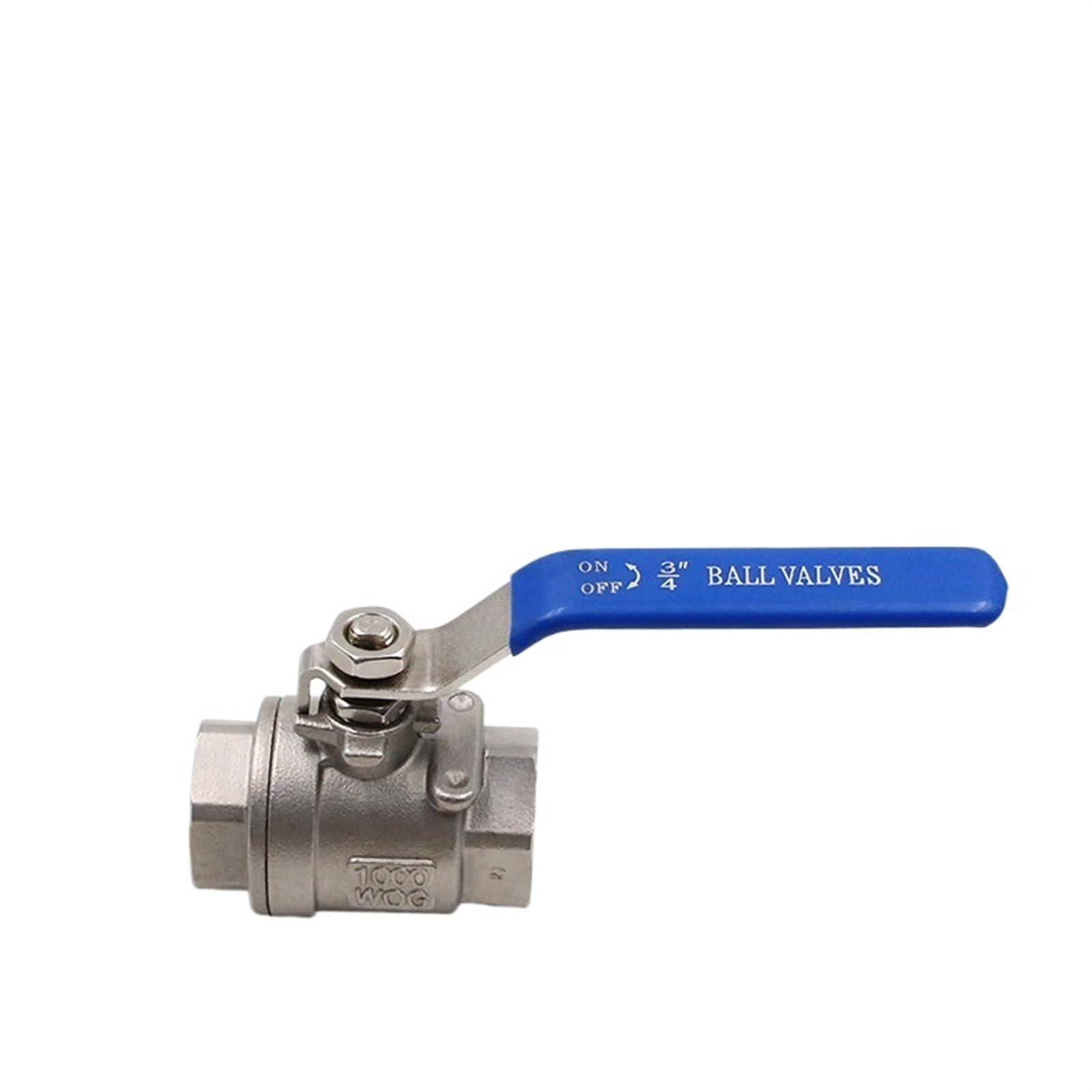 Valvola a sfera a passaggio pieno in acciaio inossidabile SS304 2P femmina da 1/4" 3/8" 1/2" 3/4" 1" 1-1/4" 1-1/2" con maniglia in vinile Valvole filettate(3/4 inch)