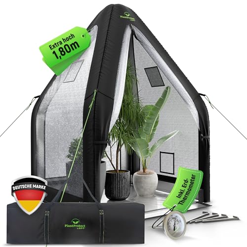 Überwinterungszelt für Pflanzen Plant Protect Winterschutzzelt mit Luftpolsterfolie Frostschutz Zirkulationsöffnungen einfacher Aufbau ohne Werkzeug inkl. Erdthermometer