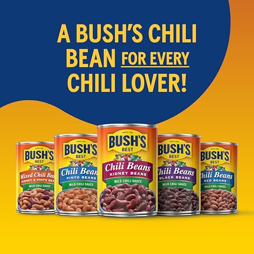 Image of BUSH'S BEST 16 oz Canned Spicy Dark Red Chili Beans, Source of Plant Based Protein and Fiber, (Pack of 12)