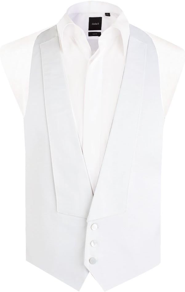 Dobell Mens White Marcella Waistcoat Regular Fit 100% Pique Cotton Backless White Tie Evening