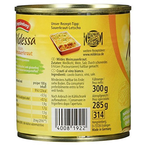 Hengstenberg Mildessa Mildes Weinsauerkraut, 285 g