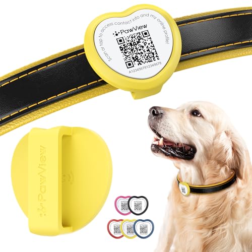 PawView Personalisierte Silikon Hundemarke qr code & NFC-wasserdichte, geräuschlose Für kleine, mittelgroße und große Hunderassen mit Online-Profil,Gegen Verlust,Finder Scannt ohne App DE