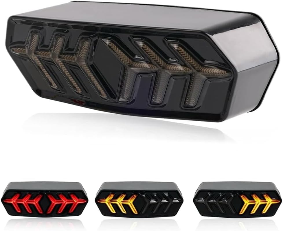 AUTOXBERT Integrated Tail Light with Turn Signal Sequential LED SMD Motorcycle Taillight Compatible with Honda GROM 125 MSX125 CB650F CBR650F CTX700, Smoked Lens
