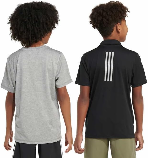 Adidas Boys' Active Shirts, 2 Pack, Polo and T-Shirt (US, Alpha, Large, Regular, Black/Gray)3