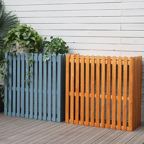 Pantalla de privacidad para aire acondicionado exterior de madera maciza 7