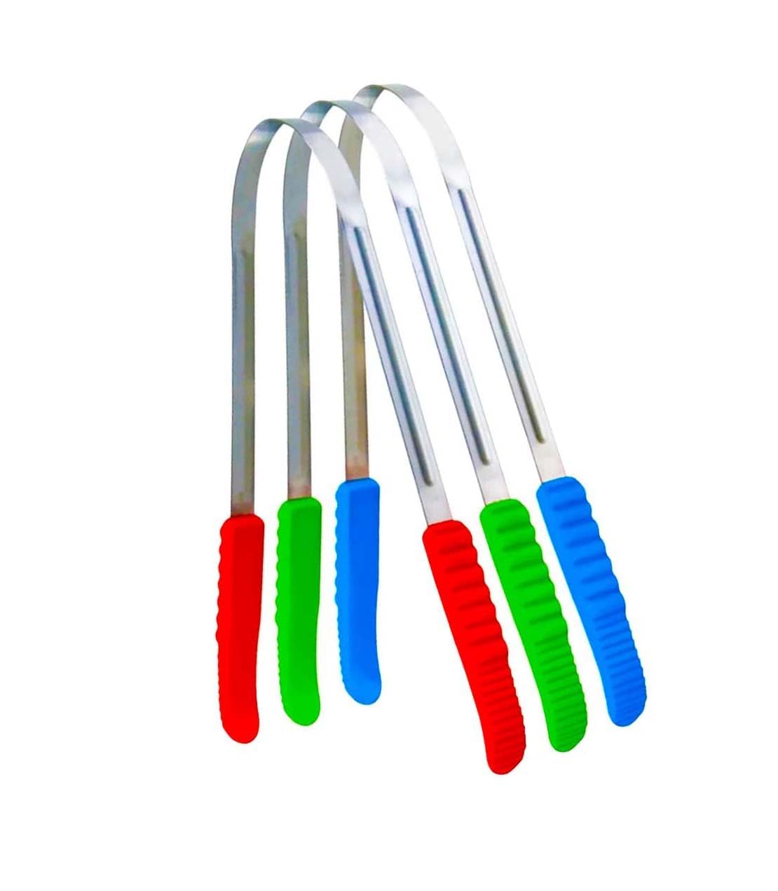 stainless steel tongue cleaner scrapper with plastic handle pack of 5 || bq01 | fights bad breath, travel friendly, easy to use, oral care