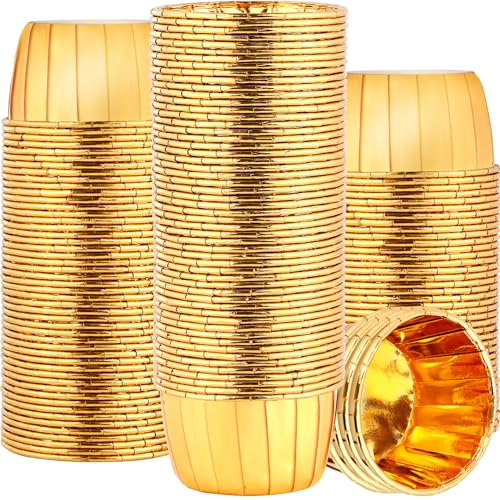 Enjamyo 300 Pack Gold Cupcake Liners 3.5 oz Metallic