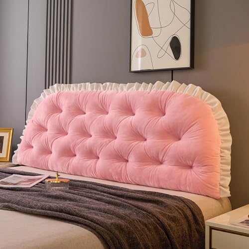 JINYOU Headboard Reading Pillow, Long Bed Back Cushion with Fixing Ties, Supportive Bed Backrest Bolster for Sofa, Bay Window Reading Areas(D,90 * 50 * 5CM)