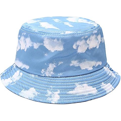 Malaxlx Cute Cloud Print Blue Bucket Hat Beach Sun Hat Aesthetic Fishing Hat for Women Men Teens Cover
