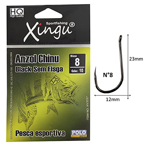 Kit Anzol sem Farpa Fisga Chinu Black Xingú Tamanho 8 9 12