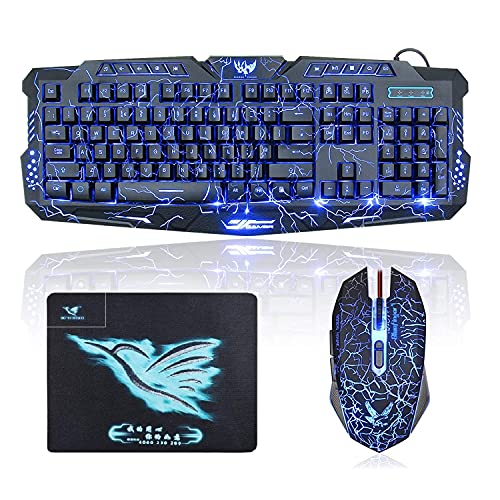 MFTEK KM400 Colour Changing Wired Gaming Keyboard Mouse and Mousepad