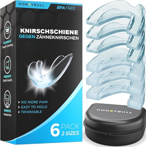 HONEYBULL Anti-Knirscher-Schienenset für leichtes und starkes Zähneknirschen komfortable individuell anpassbare Mundschiene für nächtliches Zähneknirschen 6 Pack - Gemischt
