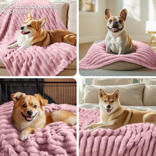 luciphia Hundedecke Katzendecke Waschbar, 1 Pack 3 Decken Flanell für Kleine Mittlere Größe Hunde Katzen, Flauschig Weiche Warme Fleece Haustier Decke für Unterwegs Kuschel Rosa 45 x 75 cm