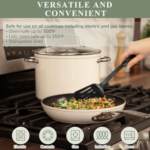 Image of Nuwave Healthy Duralon Blue Ceramic Nonstick Cookware Set, Diamond Infused Scratch-Resistant, PFAS Free, Dishwasher & Oven Safe, Induction Ready & Evenly Heats, Tempered Glass Lids & Stay-Cool Handles