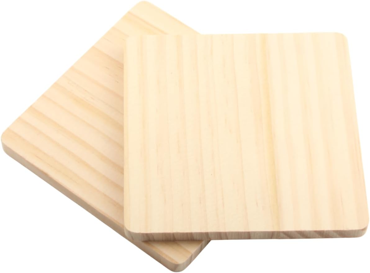 MAHAVIMOKSA 12個 4インチ 未完成木製コースター ブランクコースター 滑り止めパッド付き DIYペインティングデコレー