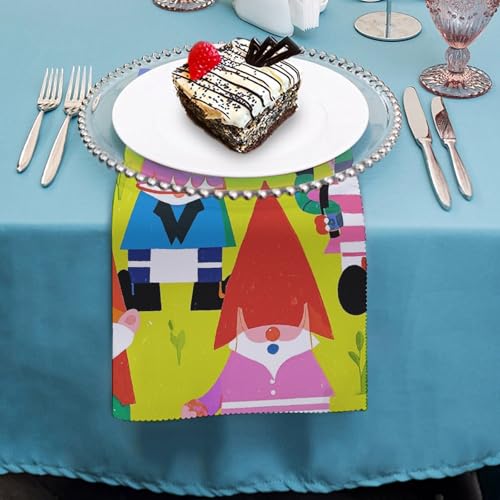 Servilletas de Tela Coloridas con Gnomos, Pack de 6 miniatura 4