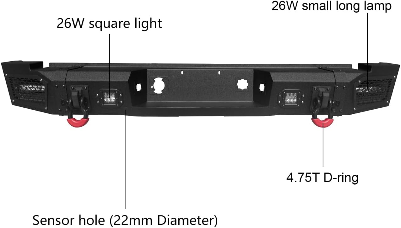 Vijay Front and Rear Bumper Fits 2007-2010 GMC Sierra 2500/3500 with Winch Plate and Lights