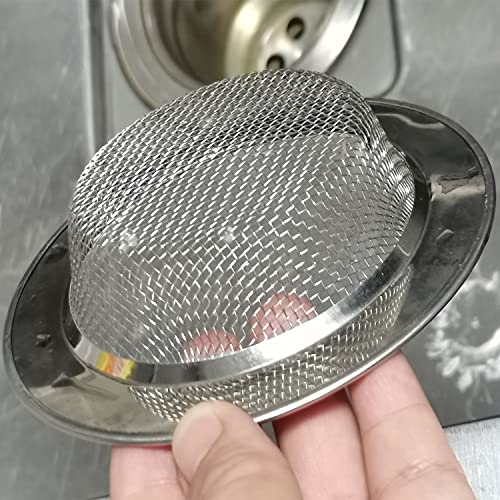 2 PCS Stainless Steel Kitchen Sink Strainer 4.5\" Diameter, Metal Fine Mesh Kitchen Sink Strainer, Wide Rim Perfect for Most Sink Drains, Rust Free, Thicken Edge - Thumbnail 3