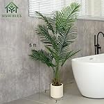 5FT Areca Palm Artificial Tree with White Planter Pot, Faux Floor Plant, Indoor and Outdoor Fake Plants for Home Office Decor - Image 2