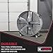 K Tool International 77760 60 Inch Belt Drive Drum Fan, Two Speeds, 120V/60Hz, 8.8 Amps, High Speed 22100 CFM, Low Speed 13000 CFM, 6.74’ Power Cord, 4” Rubber Wheels, UL/CUL Approved, Industrial Use