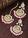 Aheli Faux Kundan Wedding Party Wear Earrings with Maang Tikka Set Indian Bollywood Fashion Jewelry Gift for Women (Pink)
