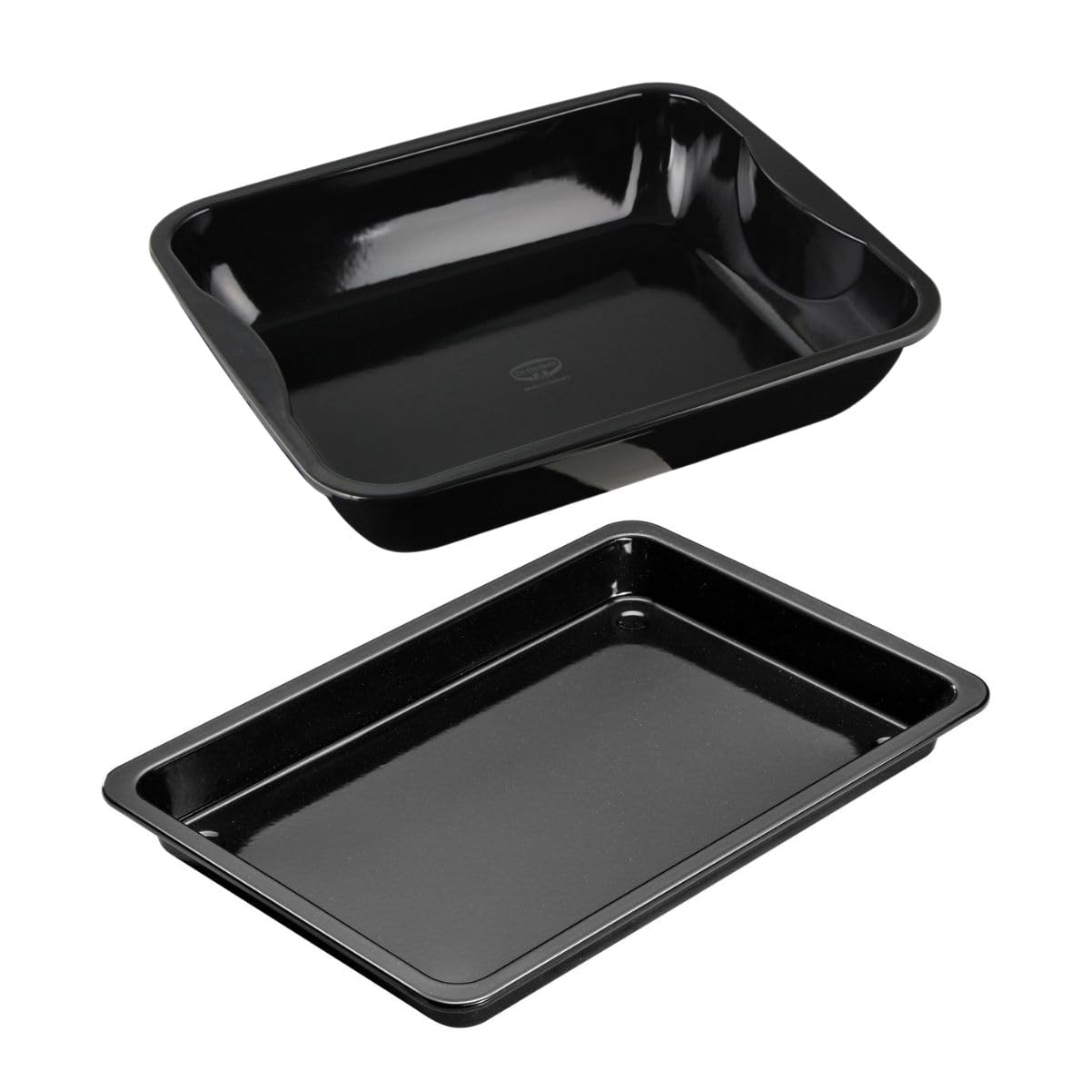 Dr. Oetker 9929450 Backblech-Set, 2-teilig, Backblech, Backblech, Backblech, Backblech, Stahl, Emaille, Schwarz, 42 x 29 x 4 cm und 40 x 34 x 8 cm