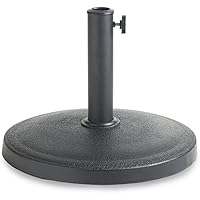 VonHaus Parasol Base 12kg – Umbrella Stand for Outdoor, Garden, Patio – Heavy Duty Parasol Holder Comes with Tightening Screw – Round Shape, Durable Polyresin, Black – H33 x D44cm, Hole Diameter 57mm