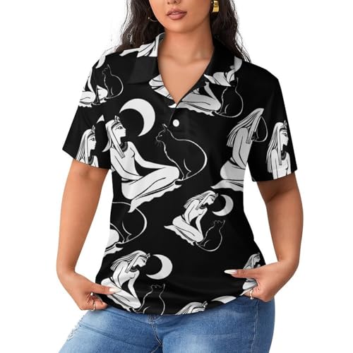 Camiseta polo de gato egipcio Bastet para tus paseos de ocio y tardes de verano