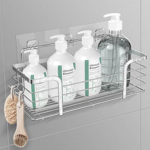 HEGUANRONG Shower Caddy,Shower Organizer for Bathroom With 2 Hooks?SUS304 Stainless Steel?Shower Shelves for Inside Shower,Rustproof Bathroom Shelf?No Drilling.