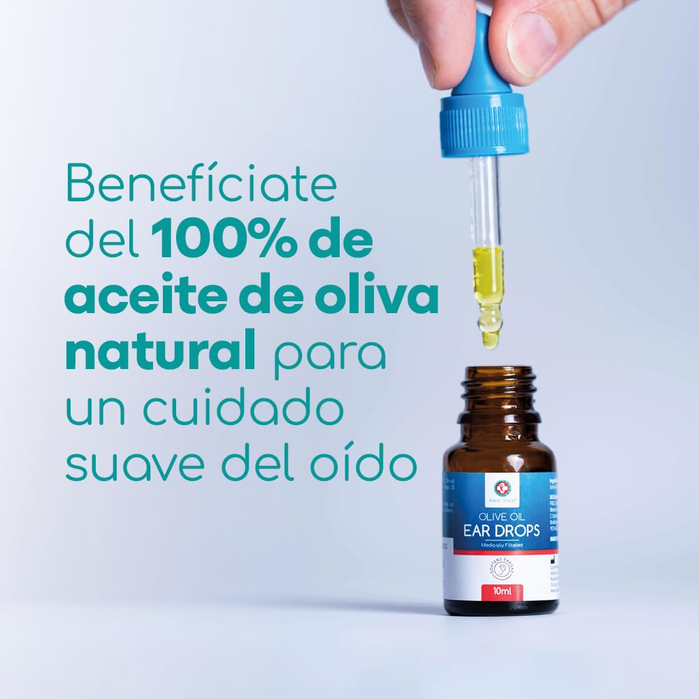 Medi Grade Kit de Jeringuilla para Limpieza de Oídos con Aceite de Oliva y 3x Puntas Suaves para Sacar Cera - Limpiador de Oídos Reutilizable - Limpia Oídos Casero - Mejora la Audición