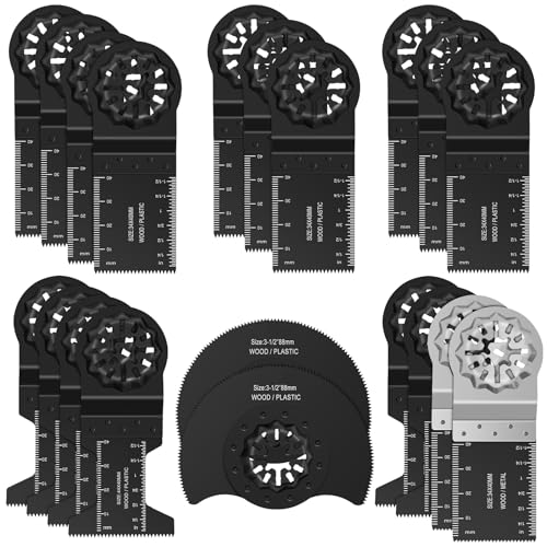 20 teiliges Multitool Sägeblatt Set universelles Zubehör für Oszillierende Werkzeuge mit Aufbewahrungstasche Multifunktionswerkzeug Zubehör für Holz Metall und Kunststoff
