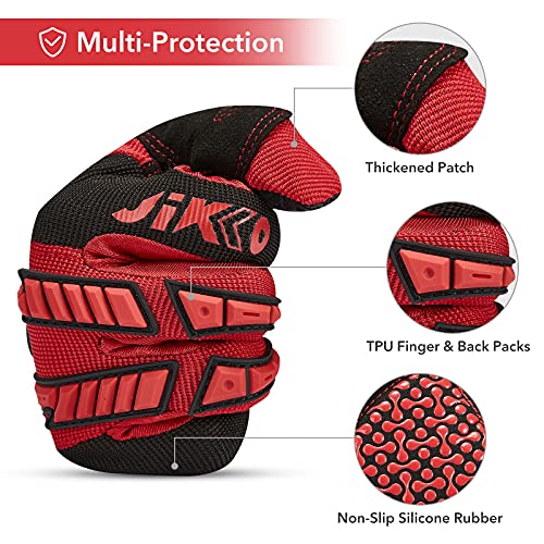 JIKKO Anti-Collision Cycling Gloves Full Finger For Men Women, Touch Screen Shock-Absorbing Anti-Slip Mountain Bike Gloves Padded Breathable MTB Road Bicycle Riding Gloves M/L/XL - Image 5