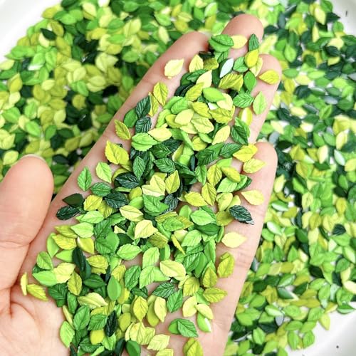 300pcs Spring Leaf Nail Rhinestone Charms 3D Resin Leaf Shape