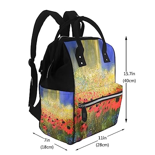 Sac à dos à couches Red Coquelicots grand format multicolore mixte - 2
