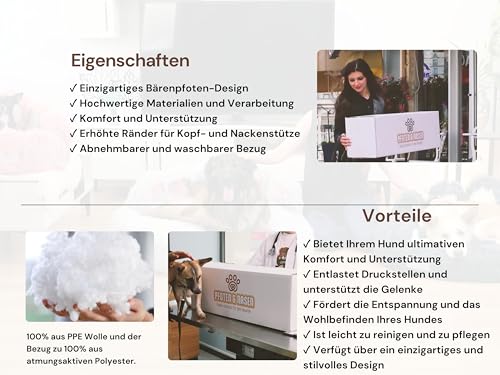 pfoten&nasen® Wolke 7 Hundebett S [Beige, 65 cm] – Flauschiges Donut-Kissen für kleine Hunde & Katzen – Waschbar mit abnehmbarem Bezug