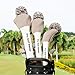 3X Golf Wood Headcovers Golf Head Covers for Golf Clubs Scratchproof Knitted Outdoor Sports Golf Supplies, Khaki