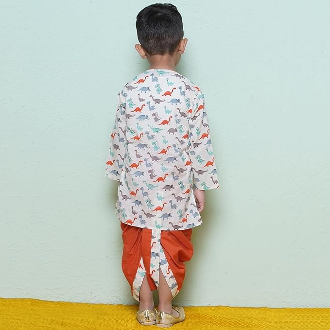 Image of AJ DEZINES Kids Ethnic Wear Pure Cotton Dhoti Kurta Set For Boys