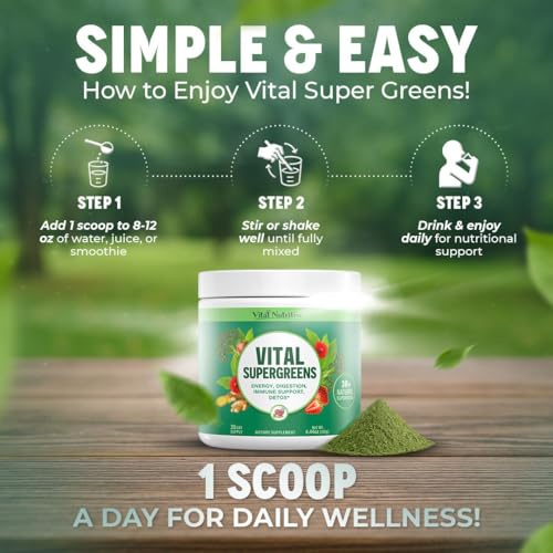 Vital Greens Superfood Powder, 30+ Ingredients – Daily Green Drink Powder w/Probiotics & Superfoods – Supergreens for Energy, Gut Health, Digestion Support, Plant-Based, Vegan Superfoods - Thumbnail 6