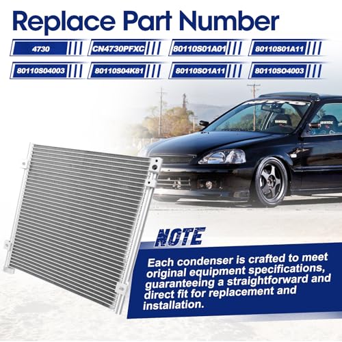 Image of Air Conditioning A /C Condenser Compatible with Honda Civic /Acura EL # 4730, 7014730, HO3030108, 80110S01A01, 80110S01A11, 80110S04003, 80110S04K81, 80110SO1A11, 80110SO4003