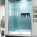 GroGro 56-60" W x 71" H Piovt Swing Glass Shower Door,Pivot Semi-Frameless Glass Shower Door with 1/4"(6mm) Clear SGCC Tempered Glass,Brushed Nickel Finish Shower Doors,Reversible Installation