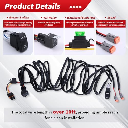 Image of Rear Light Wiring Harness Kit 16AWG for Polaris Ranger RZR General