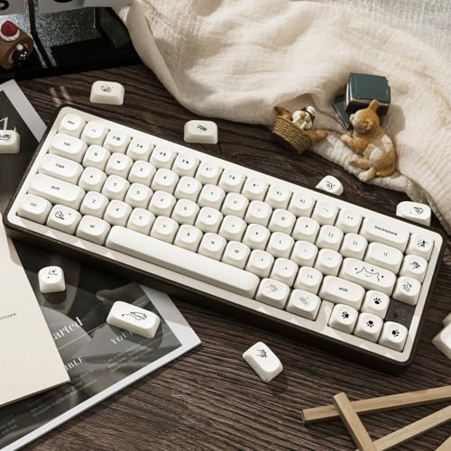 Image of PBT Keycaps Cream White Cat Cute 124 Keys MX Switch Key Cap