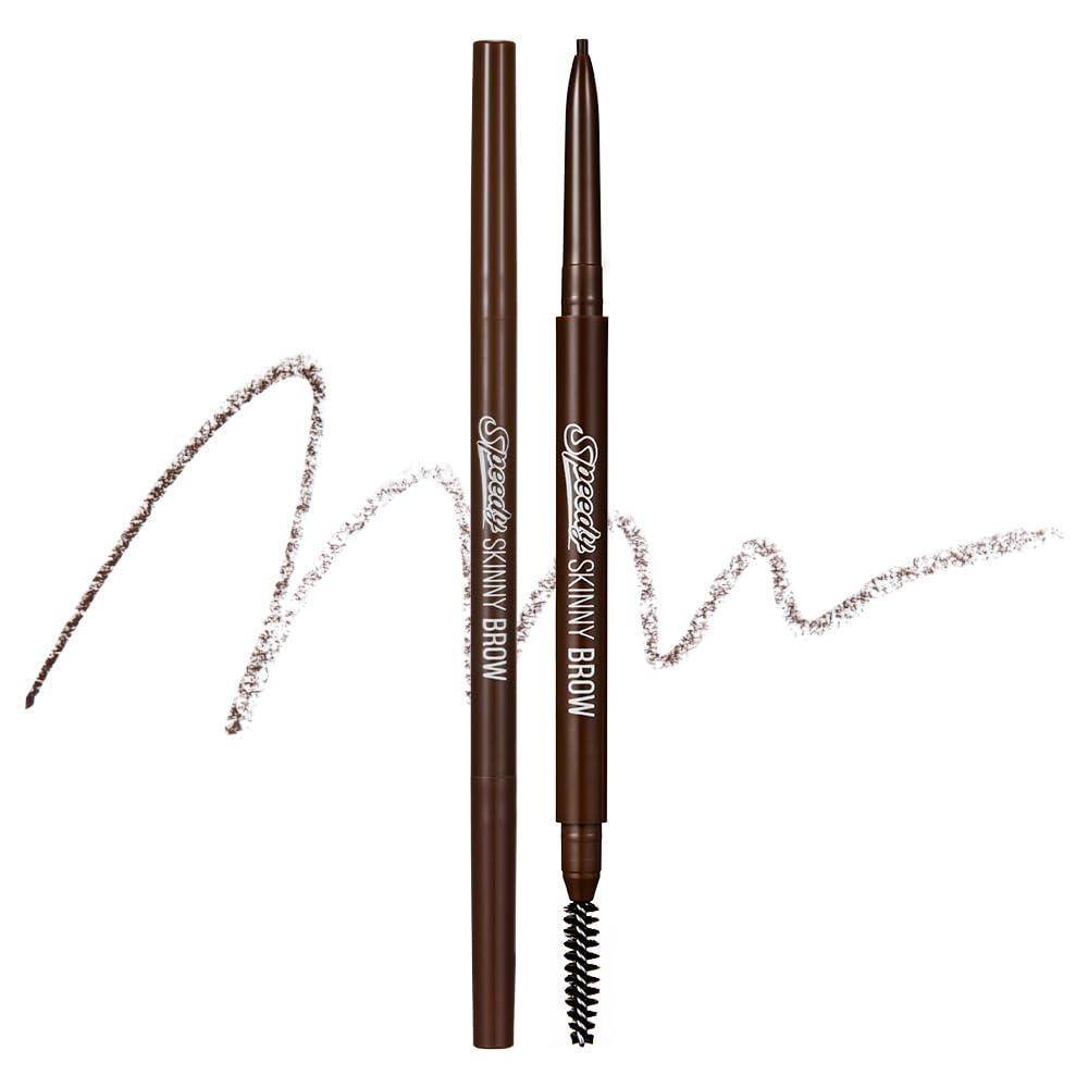 Peripera Speedy Skinny Eyeliner à sourcils – Longue durée, super mince, anti-​taches – Marron foncé – 1,​5 mm