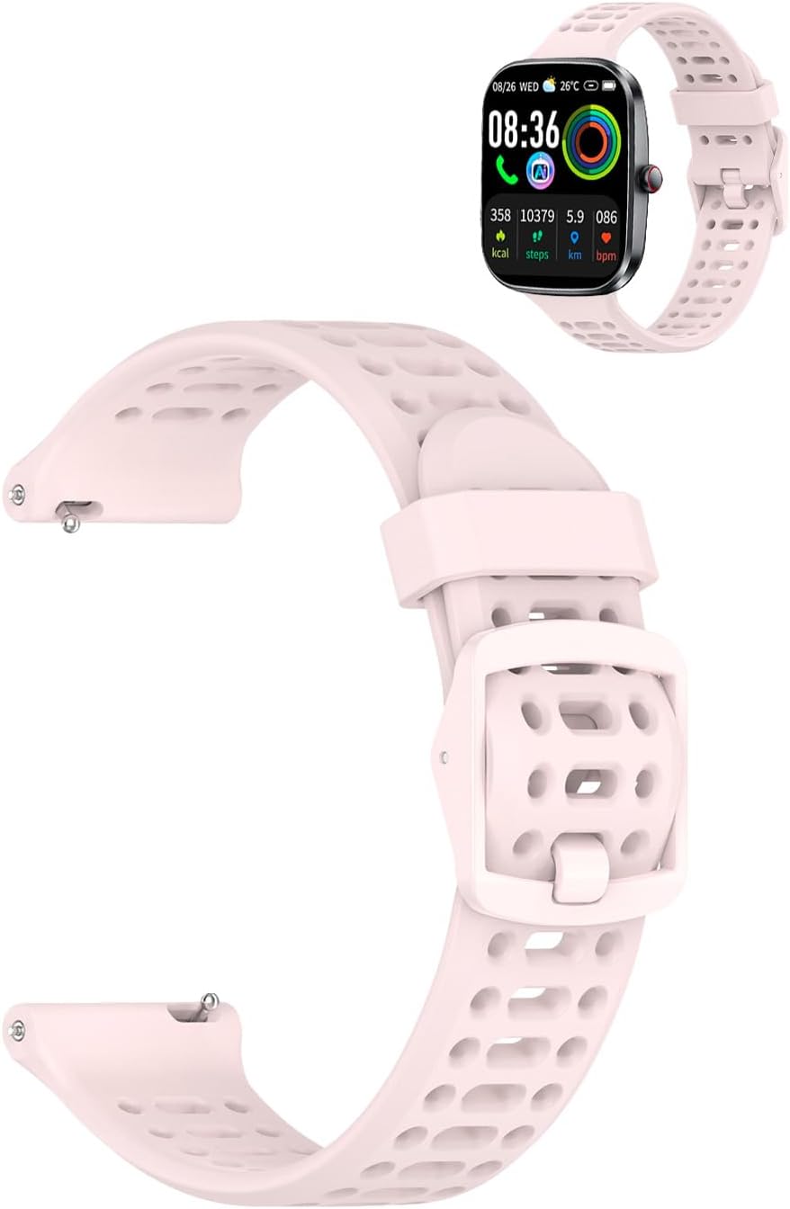 Bands for UAUE T70-AI Smartwatch 1.91",Sport quick-release Silicone Band for UAUE T70-AI Smartwatch,Soft Lightweight & Ventilated Comfort Replacement Strap,Adjustable Wristband,Pink