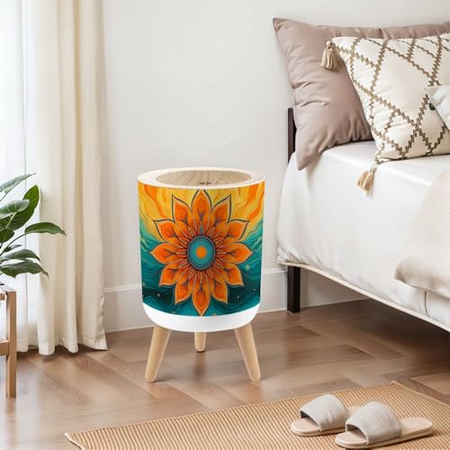 Caneca de basura pequeña con tapa diseño boho 1.8 galones miniatura 2