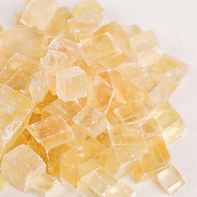 WHZHDMA Bulk Natural Crystal Rough Stone Natural Yellow Iceland Spar Crystal Rough Stone Ornaments Mineral Specimen Aromatherapy Diffuser Stone Rocks Stones and Crystals