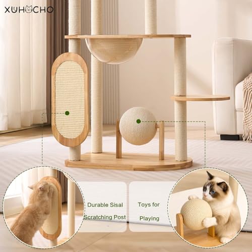 Árbol para gatos moderno de madera sólida 50 in miniatura 6