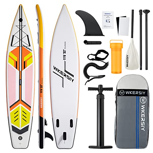 Inflatable Stand Up Paddleboard d 6 Inch Thick Surfboard Surf Set with Paddleboard Surf Fin Coiled Leash Inflator Pump and Carry Bag